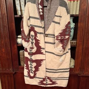 Davi Dani Cozy Patterned Sweater - Cream and Brown. 2x